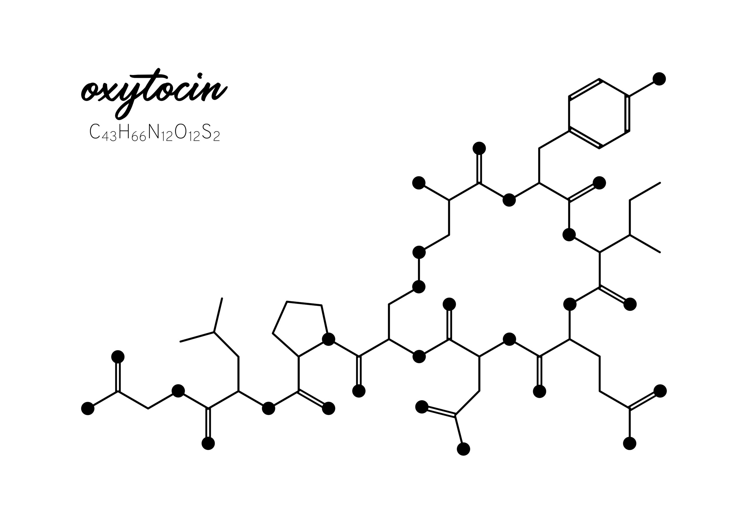 molécule d'ocytocine noire sur fond blanc